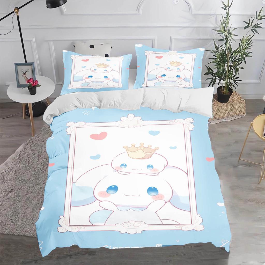 Cinnamoroll MINISO Sanrio Спальня Детский Комплект Постельного Белья Пододеяльник Комфорт Queen С Наволочкой Рождественские Подарки Дом