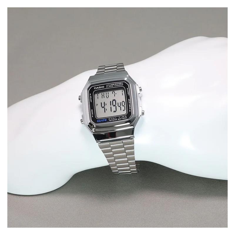 Casio Серия STANDARD ретро мода повседневный простой легкий металл классический маленький квадрат водонепроницаемый механизм кварцевый механизм нержавеющая сталь A178WA-1AJH