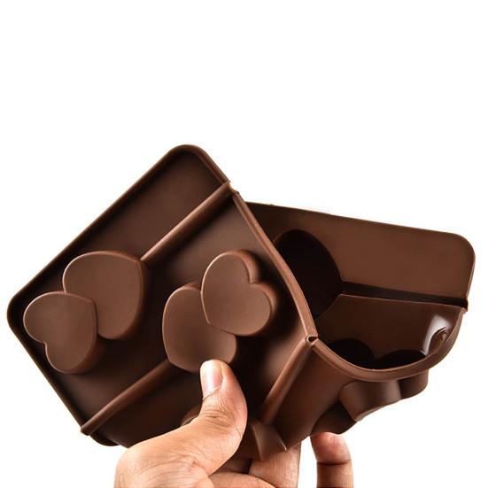 Силиконовая конфета с 5 сетками без двойного сердца в форме шоколадного печенья Lolly Cookie Candy