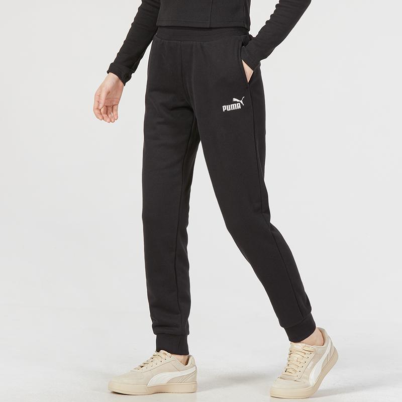 Puma Однотонные повседневные спортивные штаны с манжетами и логотипом, женские плавки, черные 675645-01