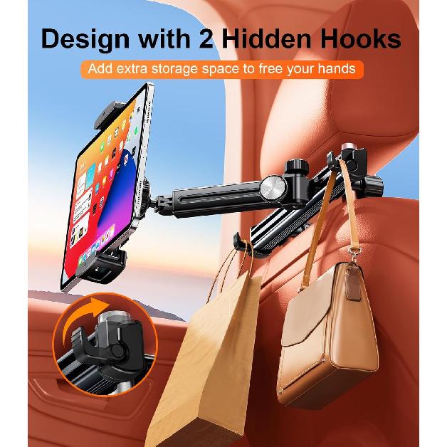 Держатель для планшета с удлинительным рычагом для подголовника автомобиля, регулируемый держатель для iPad для заднего сиденья автомобиля, обращенный назад для детей, младенцев, автомобильное крепление подходит для 4,7"-13" сотового телефона