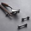 Yousheng Stainless Steel Chopstick Rest Vintage Chopstick Holder Spoon Rest Easy Clean Compact Multi-Use Tableware Stand Kitchen Accessory