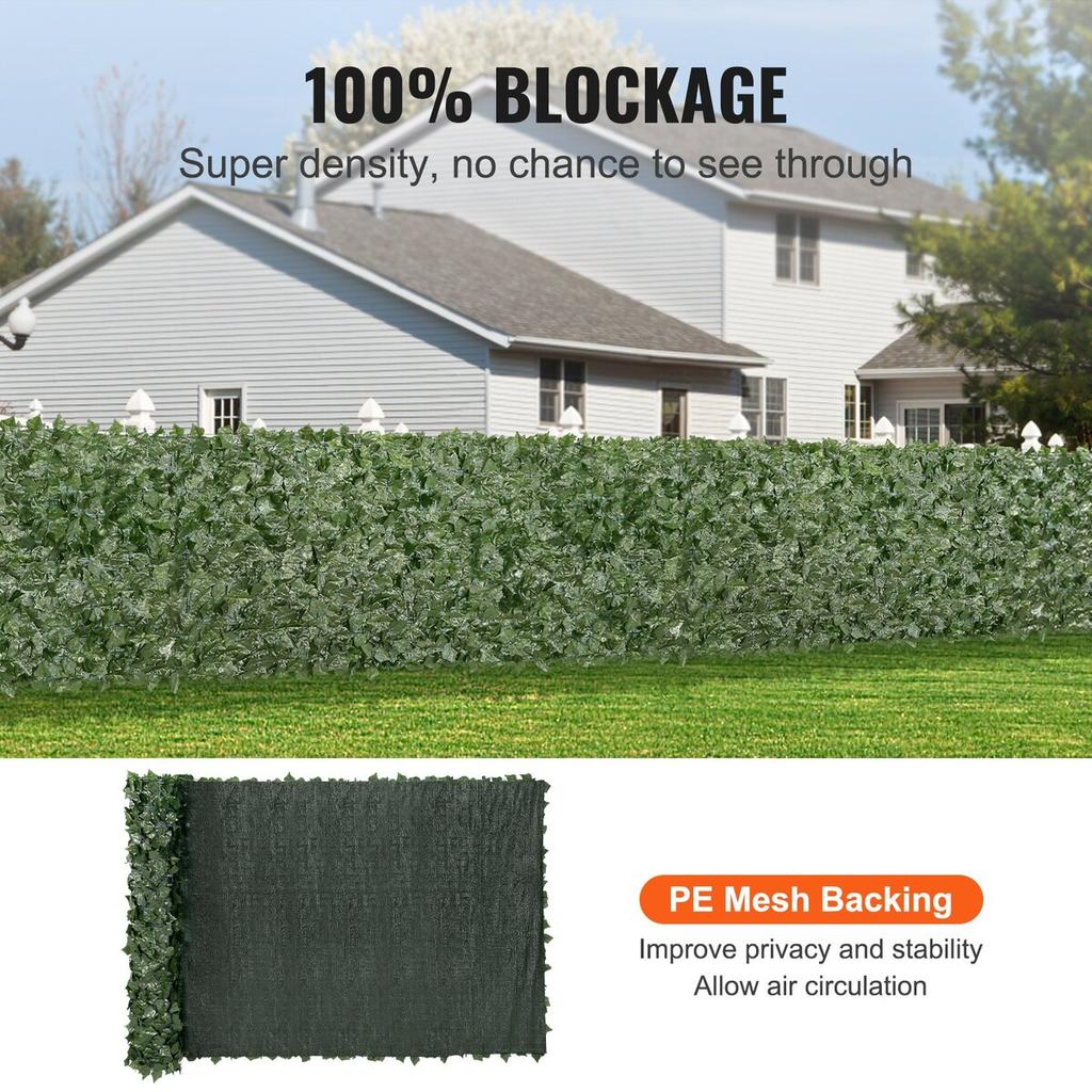 Ivy Privacy Fence, 1.5 x 4m Artificial Green Wall Screen, Greenery Ivy Fence w/ Mesh Cloth Backing and Strengthened Joint, Faux Hedges Vine Leaf