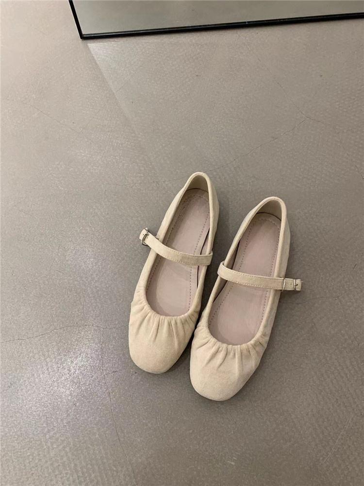 Нежные волшебные туфли Мэри Джейн женские 2024 новые французские элегантные плиссированные балетки с круглым носком и неглубоким горлом