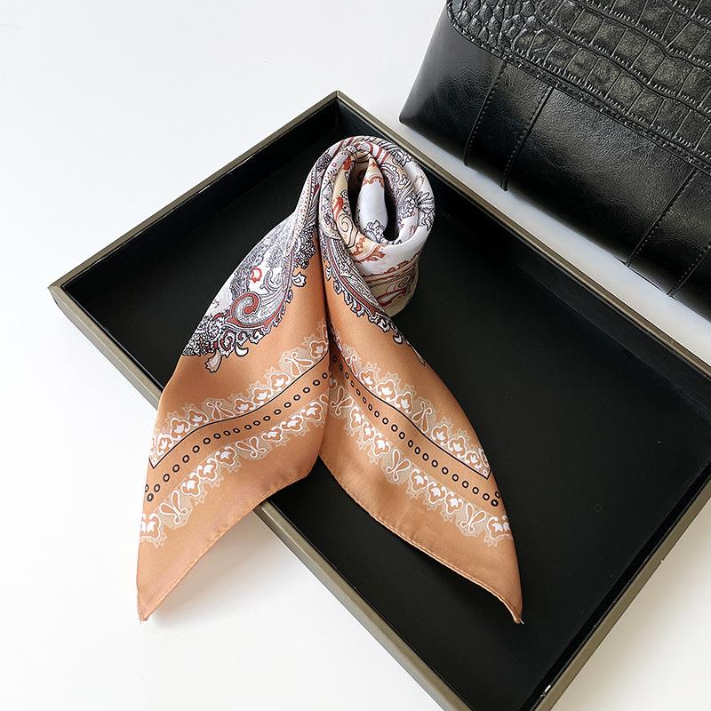 European and American fashion versatile paisley cashew small square scarf women's silk scarf versatile decoration literary occupation flight attendant