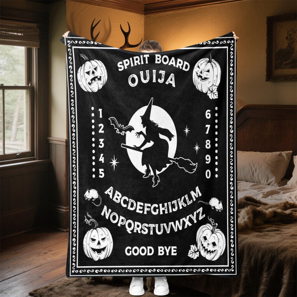 1PC Spirit Board Ouija Print Plush Blanket Perfect All Seasons Soft Comfortable Sofa Office Travel Festive Gift