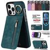 Wallet Card Holder Flip 360° Ring Kickstand Zipper Leather Case for iPhone 15 14 13 12 11 Pro Max XS MAX /Samsung S23 S22 S21 Ultra Plus A13 A14 A53