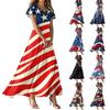 Women's Summer Casual Fashion Print Color Dresses V-Neck Short Sleeve Dresses