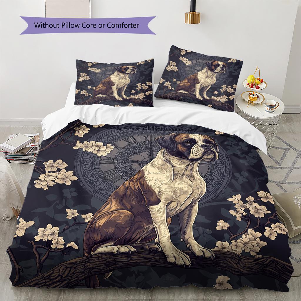 Boxer Pattern Bedding Home Decoration Birthday Gift (1 * duvet cover + 2 * pillowcase, without core)