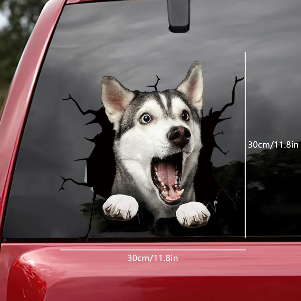 3D наклейка с трещиной для собаки, пластиковая наклейка из ПВХ, наклейка на окно автомобиля, забавные наклейки для ноутбука