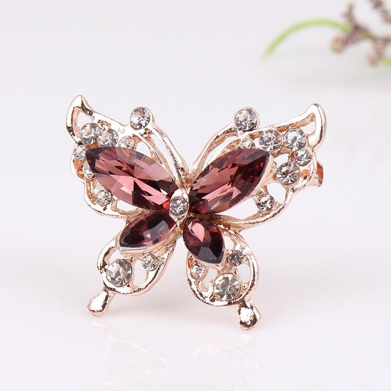 Брошь Новая модная красота женская Золотая брошь из сплава цинка с кристаллами изысканный цветок бабочка насекомое булавки Лидер продаж вечерние подарок