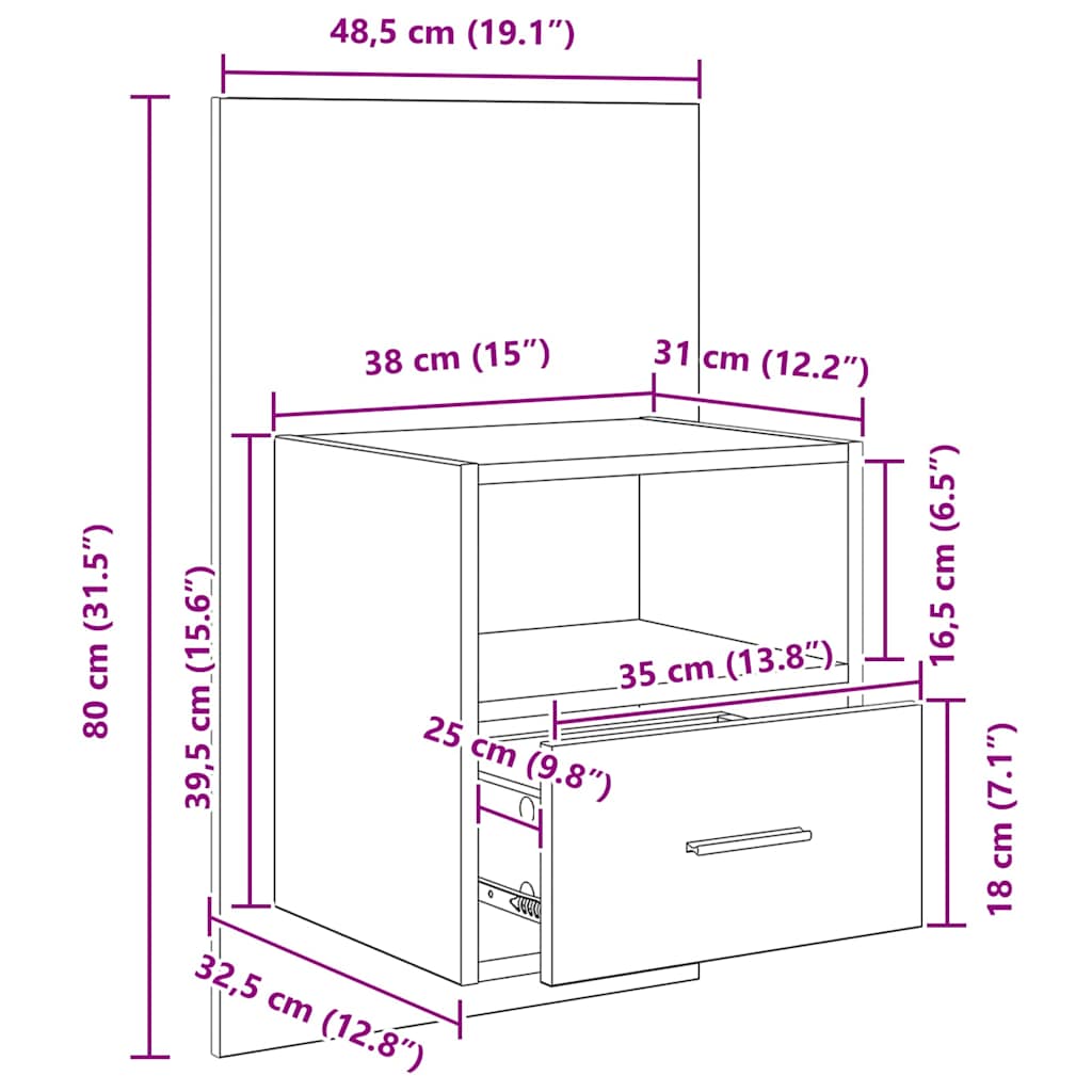 Nightstand Set (2 pcs) Artisan Oak Finish 50 x 32.5 x 80 cm Particleboard