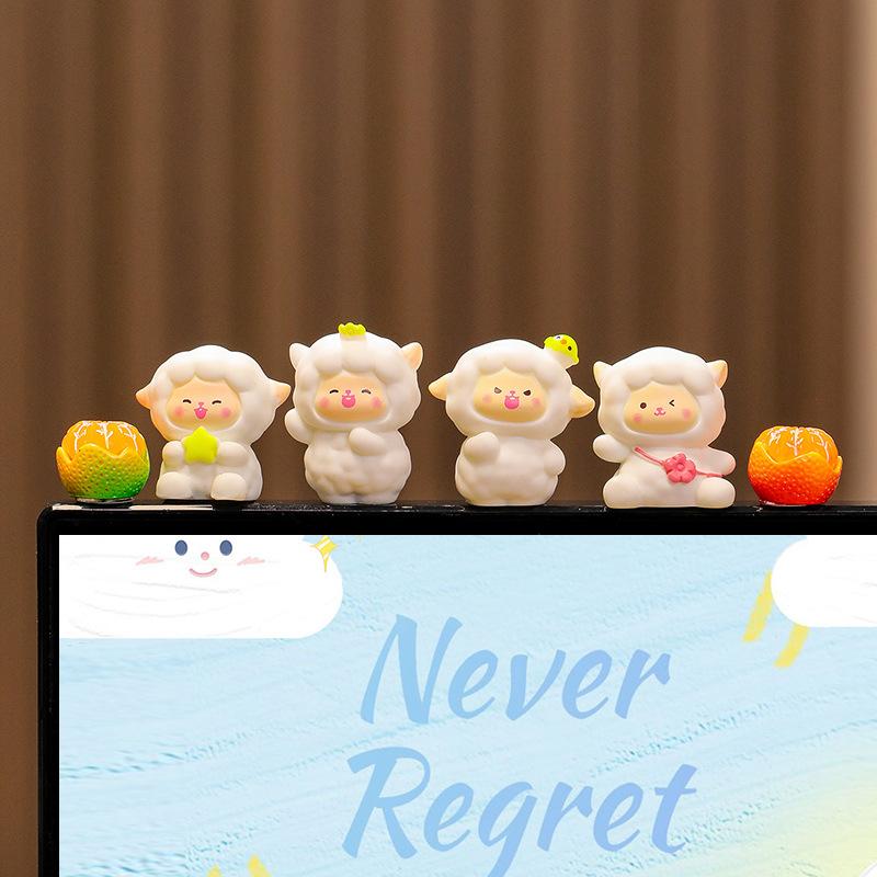 Cute Computer Display Screen Decoration New Handcrafted Desk Ornaments Mini Cartoon DollsOffice EssentialsLittle Sheep