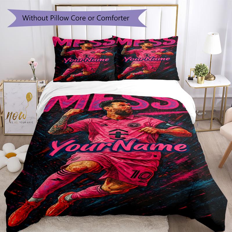 Messi 292 Customize your name Bedding Set Breathable Duvet Cover with Pillowcases Home Decoration Birthday Gift
