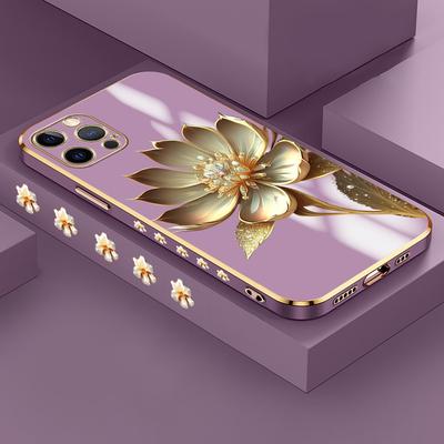Чехол с золотым цветком лотоса для iPhone 15 11 12 13 14 Pro Max, чехол для телефона Samsung Galaxy Xiaomi Mi Redmi Note Oneplus Infinix Tecno Cover