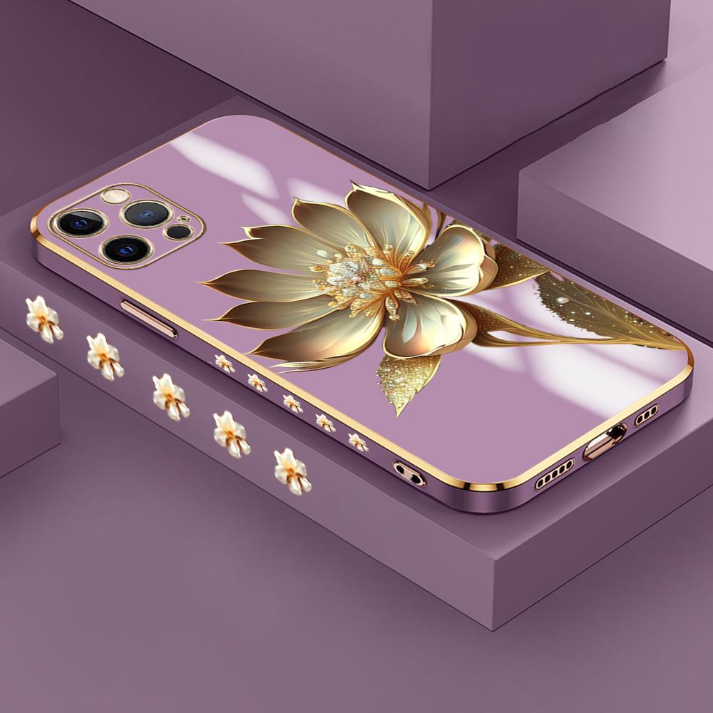 Чехол с золотым цветком лотоса для iPhone 15 11 12 13 14 Pro Max, чехол для телефона Samsung Galaxy Xiaomi Mi Redmi Note Oneplus Infinix Tecno Cover