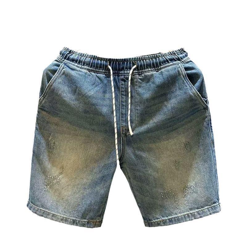 2023 Men's Retro Denim Shorts: Trendy, Casual, Straight-Fit, All-Match, Loose Summer Pants