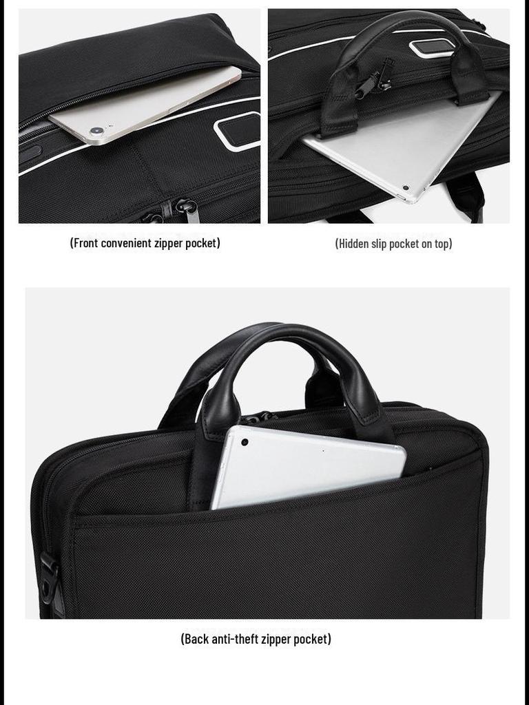 Черно-белый мужской деловой портфель на одно плечо — повседневный, модный и трендовый 