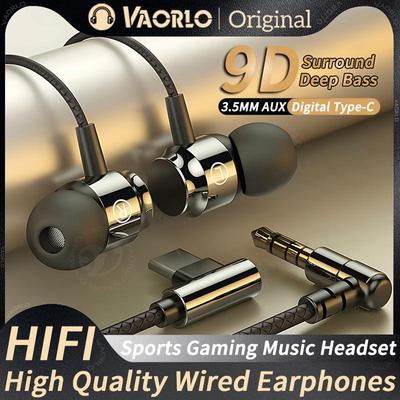 Цифровые проводные наушники с чипом 3,5 мм AUX/Type C 9D HIFI Heavy Bass In-Ear игровые гарнитуры для Samsung Huawei Xiaomi OPPO iPad PC MP3/MP4