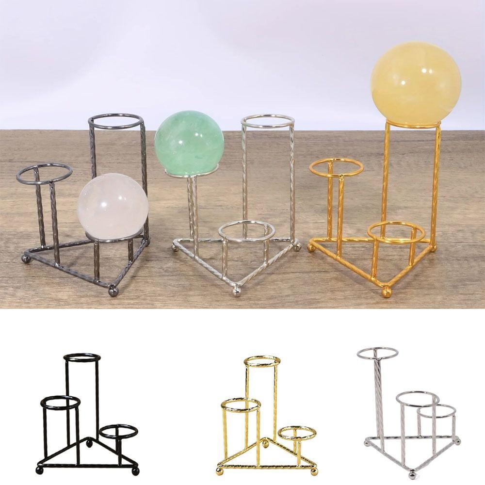 Metal Triangular Ball Base Silver/Black/Gold Crystal Ball Display Rack Crystal Ball Stand Office
