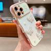 For iPhone 16 Pro Case Electroplating Wave Edge Dazzling Color TPU Phone Cover Pearl Butterfly Decor