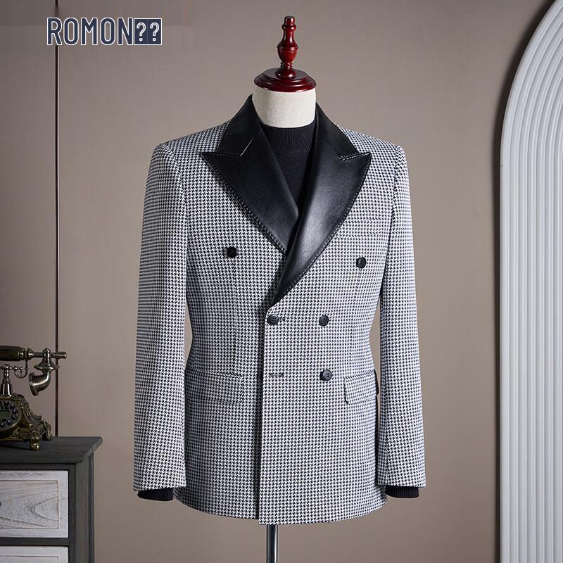 ROMON Мужской пиджак в клетку "гусиная лапка" пэчворк