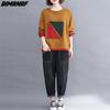 Dimanaf Большой размер 2023 Женские толстовки и свитшоты в стиле пэчворк, свободные, повседневные, осенние, базовые топы с длинным рукавом, футболка, новый зеленый пуловер