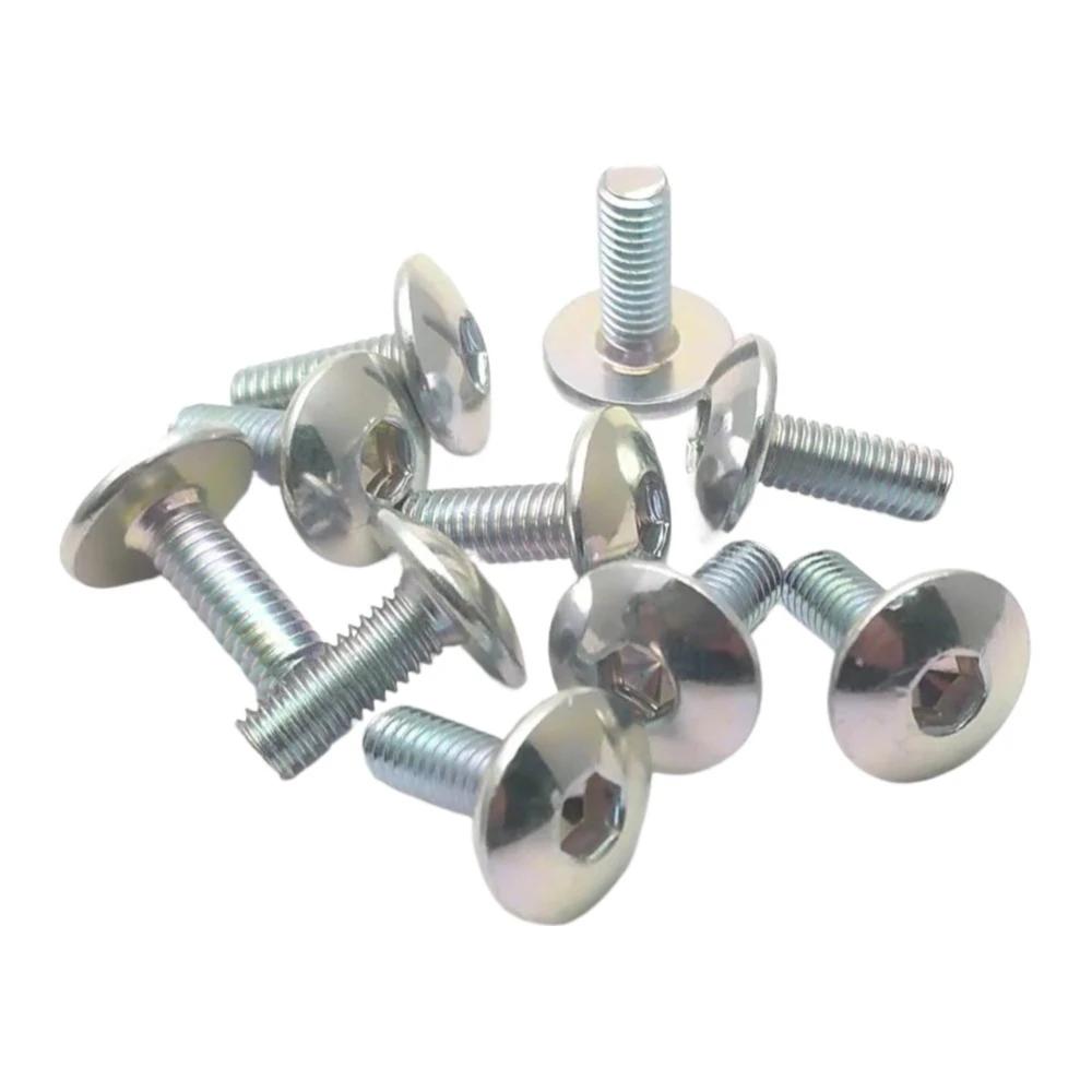 10-20 шт. больших плоских винтов с круглой головкой и внутренним шестигранником M6 6 мм M6X16 темно-серебристого цвета для мотоциклов, скутеров, квадроциклов, мопедов, пластиковых кожухов.