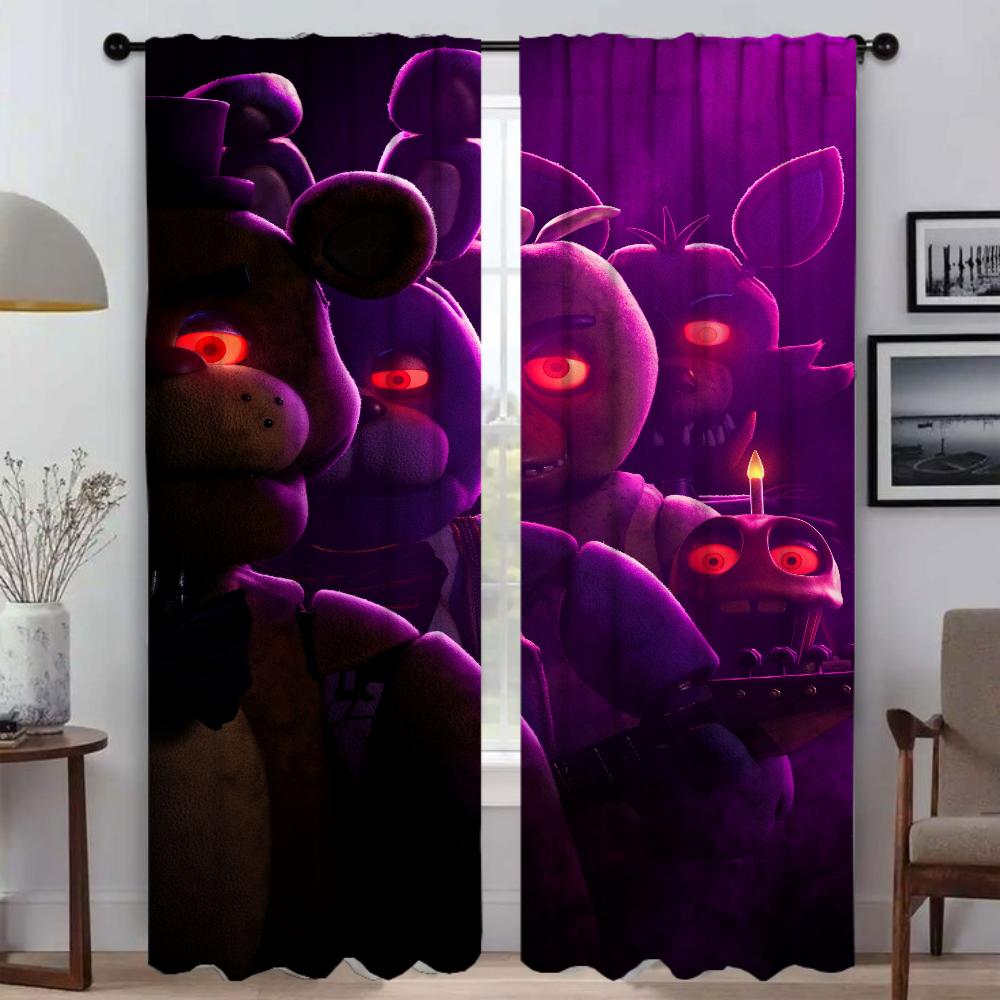 Тюль Five Nights At Freddy's для спальни, современные шторы для гостиной, 2 шт., шторы для окон, украшения на Хэллоуин, камера