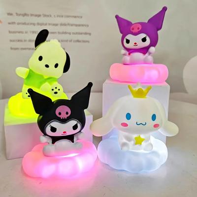 Новый Kawaii Sanrios Ночной светильник Эмаль Облако Мультфильм Kuromi Cinnamoroll Pochacco Маленький настольный светильник Освещение Украшения
