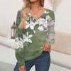 Women's Tops Floral Print Long Sleeve Shirt V Neck Casual Loose Tee Autumn Clothing