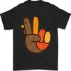 Peace Sign Turkey Hand Cool Thanksgiving Hippie Men Women T-Shirt
