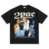 Футболка 2Pac Shakur с графическим принтом, унисекс, женская, оверсайз, винтажная, хлопковая, с круглым вырезом, хип-хоп, стритвир, модная, унисекс, одна штука