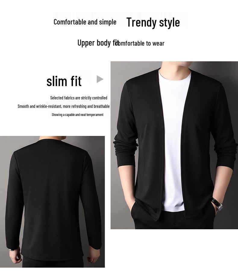 KAIDINGSEN Мужской осенний вязаный кардиган - Однотонный, легкий, в корейском стиле