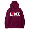 Мужские комплекты с длинными рукавами для пар I Love My Boyfriend Hoodies Sweatparsons Suits Женские толстовки с капюшоном и спортивные штаны Lover Sets