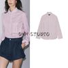 Autumn New Women's Clothing Cotton Blend Lapel Long Sleeves Single Breasted Stripes Poplin Shirt Tops 3037790