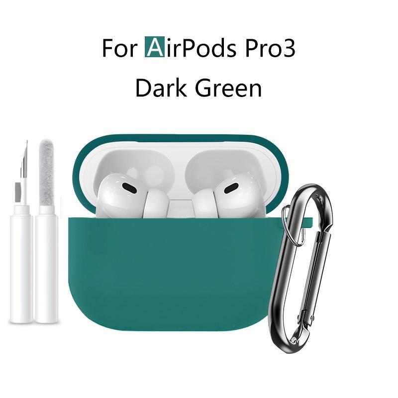Новый 2025 Чехол для Apple Airpods Pro 3 Мягкий силиконовый Полная защитная крышка с чистящим набором и брелком для чехла Airpods Pro 3