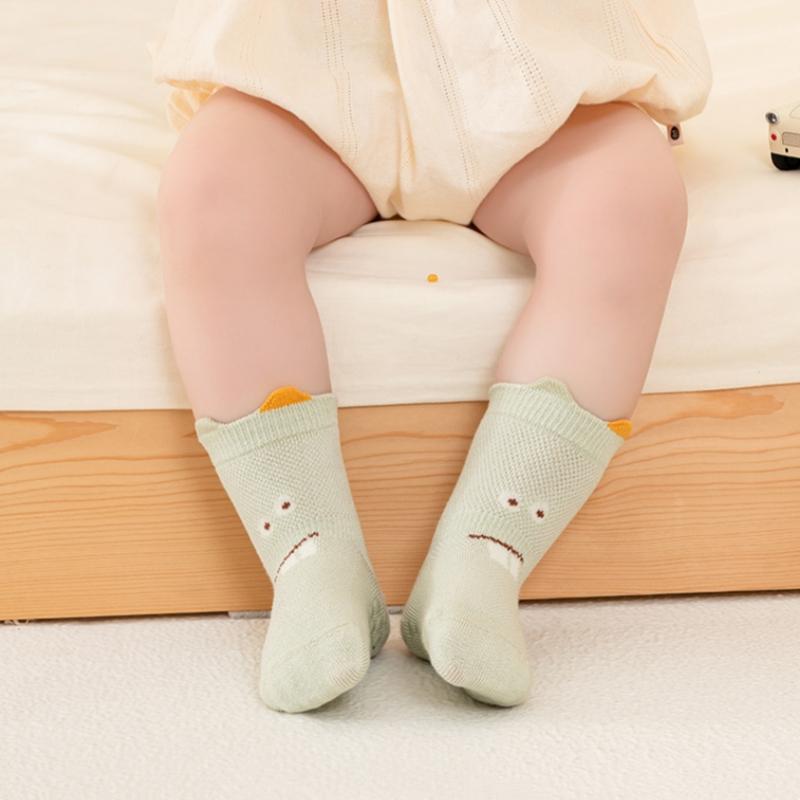 Детские сетчатые носки для новорожденных мальчиков и девочек с рисунком носки-тапочки дышащие нескользящие детские короткие носки-лодочки летние