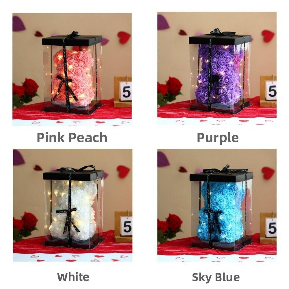 28 см Искусственный Медведь Роза со Светодиодной Лентой Подруга Женщина Годовщина Медведь Свадебная Вечеринка Принадлежности