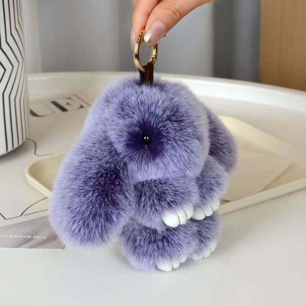 Fluffy Play Dead Rabbit Doll Fashion Plush Rabbit Pendant Rabbit Fur Keychain Women