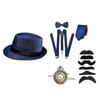 1920s Gatsby Prom Party Men's Topper Set Pocket Watch Back Tie Hat Set Stage Character Props