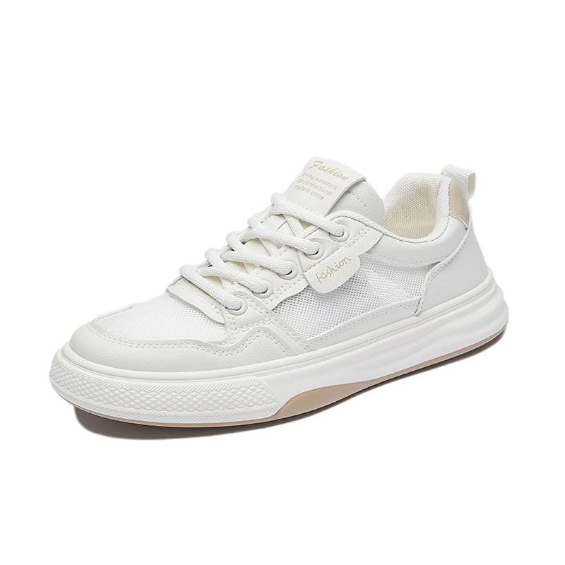 New Summer White Shoes for Female Students' Thick Sole Elevated Mesh Breathable Casual Shoes