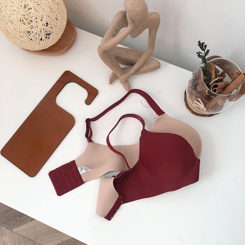 Женская Мода Комфортный Дышащий Бесшовный Мягкий Бюстгальтер Пуш-ап Однотонное Нижнее Белье Сексуальное Кружевное Белье EMA