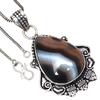 Pendant Gray Botswana Agate Gemstone Valentine'Day Gift Silver Jewelry 2.25"