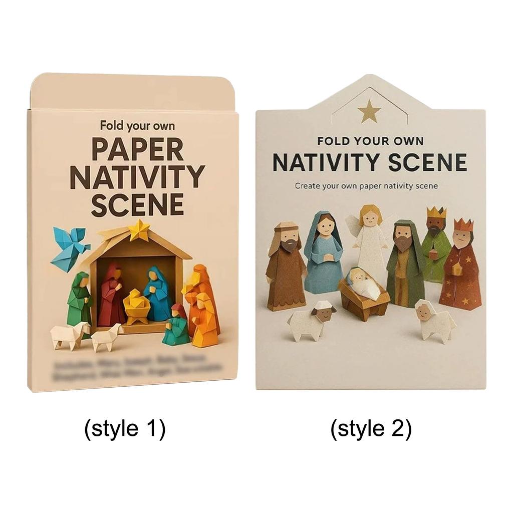 Christmas DIY Paper Nativity Scene Craft Kit W/ Jesus Angel & Animal Nativity Scene Origami Set for Xmas Decor Family Activities
