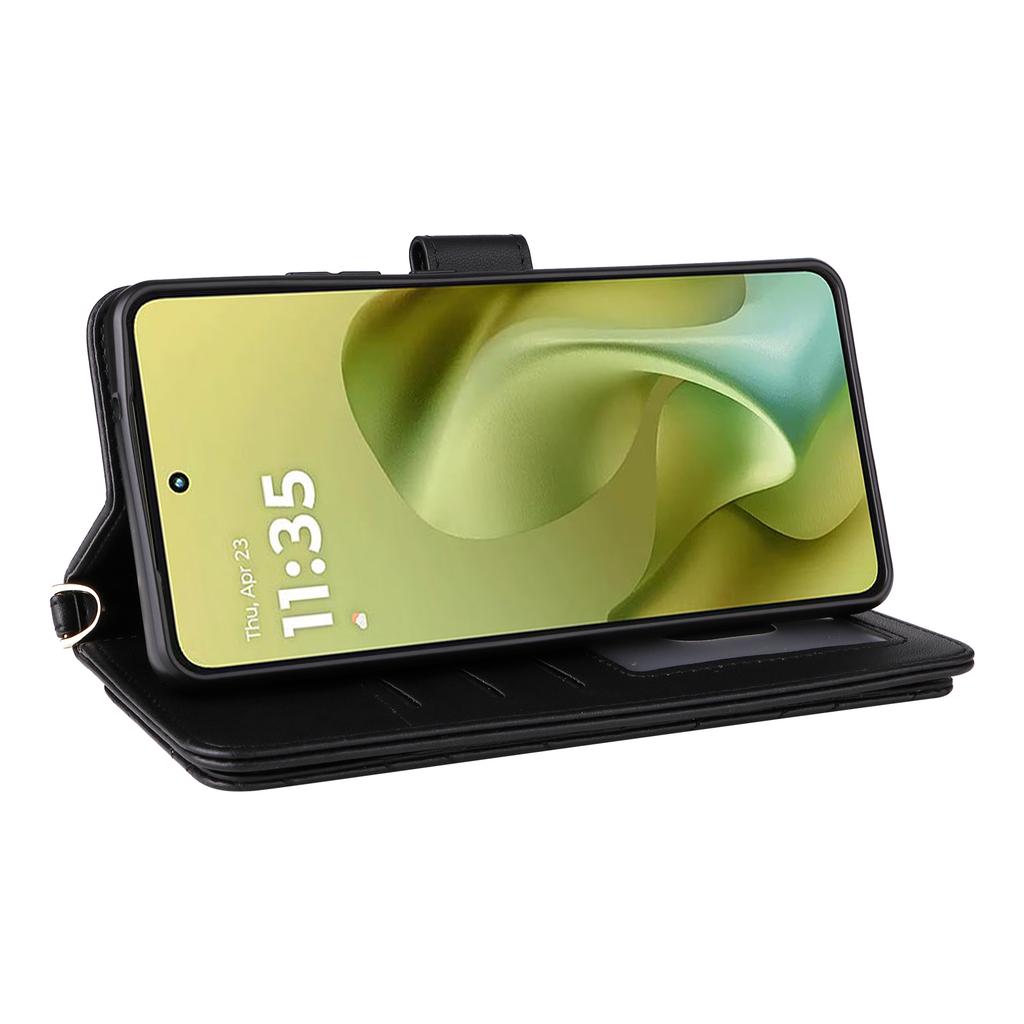 For Motorola Moto G86 5G Case with Shoulder/Wrist Strap Leather Phone Cover Stand Wallet