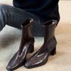 Новый стиль Мода Женские Винтажные Туфли на Высоком Каблуке Женские Ботильоны Мода Квадратный Носок Короткие Ботильоны Осень Зима Женская Обувь Ботинки