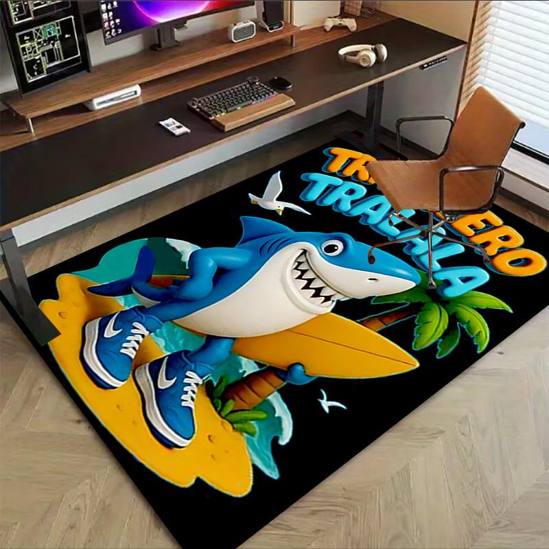 1pc Shark Surfboard Carpet, Office Rug Outdoor Mat Home Decor Area Carpet Festival