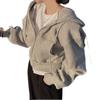 Women Hoodies Jacket Autumn Vintage Solid Color Zip Up Oversized Sweatshirts Harajuku Korean Version Long Sleeve Hooded Jackets Coat