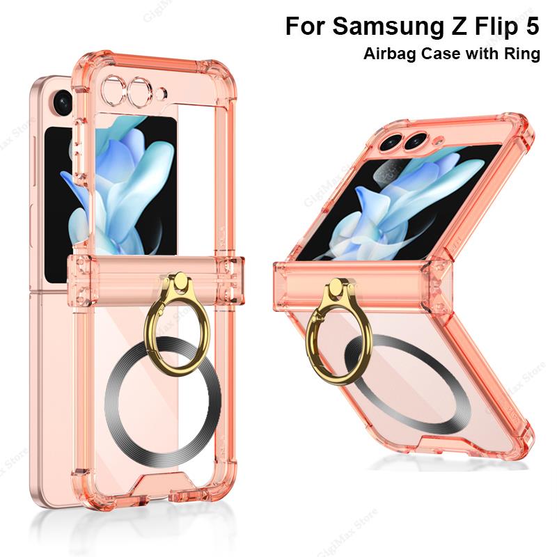 Wireless Charging Case For Samsung Galaxy Z Flip 5 Flip5 Clear Soft Cover For Samsung ZFlip5 Z Flip5 Funda Case Protective Coque